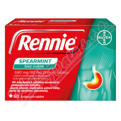 Rennie Spearmint bez cukru 680mg/80mg tbl.mnd.60