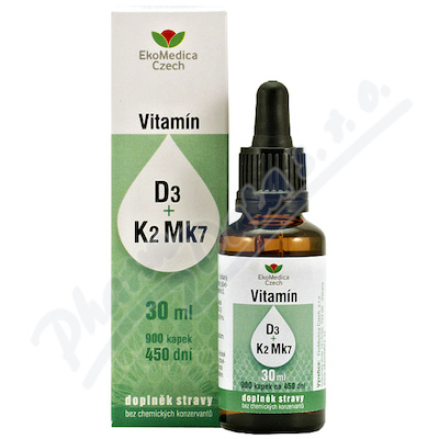 Vitamín D3+K2 Mk7 30ml EkoMedica