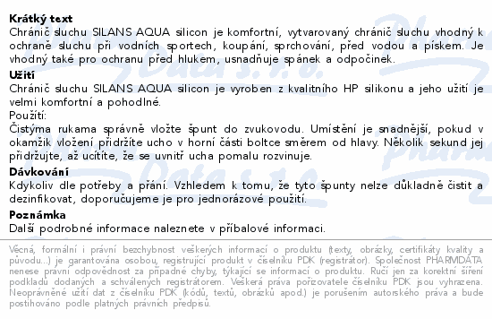 Silans hp silicon chránič sluchu AQUA 1pár