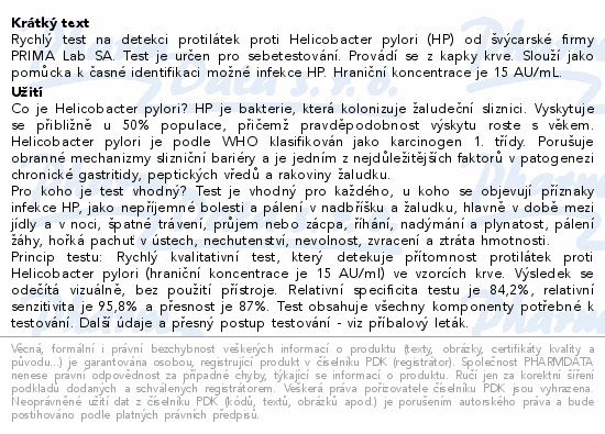 Prima Home test Helicobacter pylori 1ks