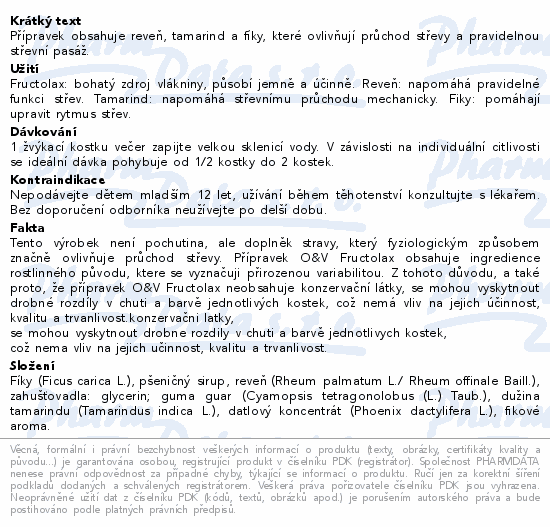 Fructolax Ovoce&Vláknina žvýkací kostky 24ks